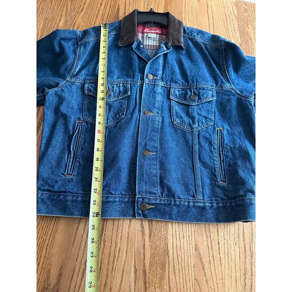 Vintage 90s Marlboro Country Denim Jacket With Leather Collar - Picture 10 of 13